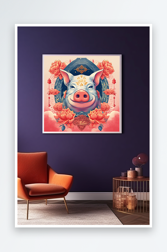 中国风猪年十二生肖装饰画