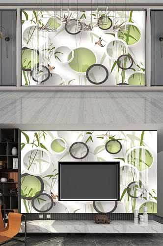 3D立体竹子背景墙图片