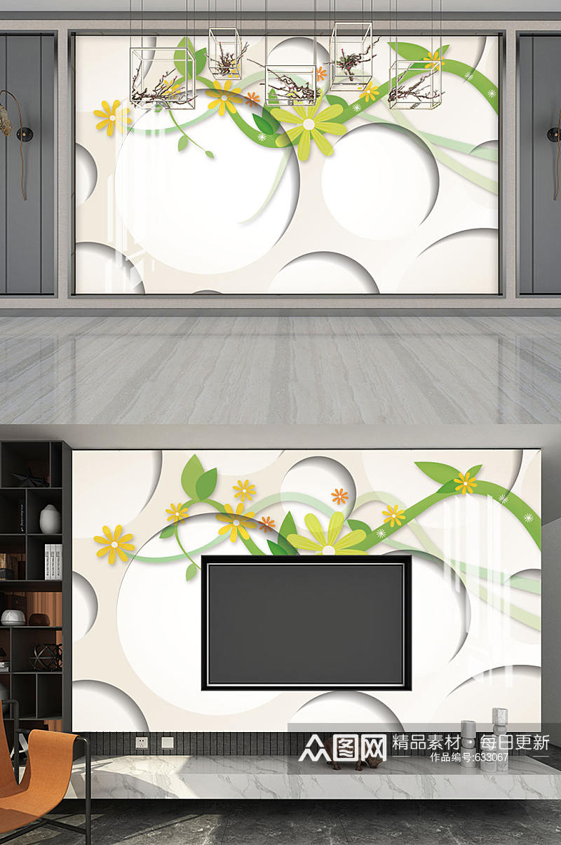 时尚花卉背景墙图片素材