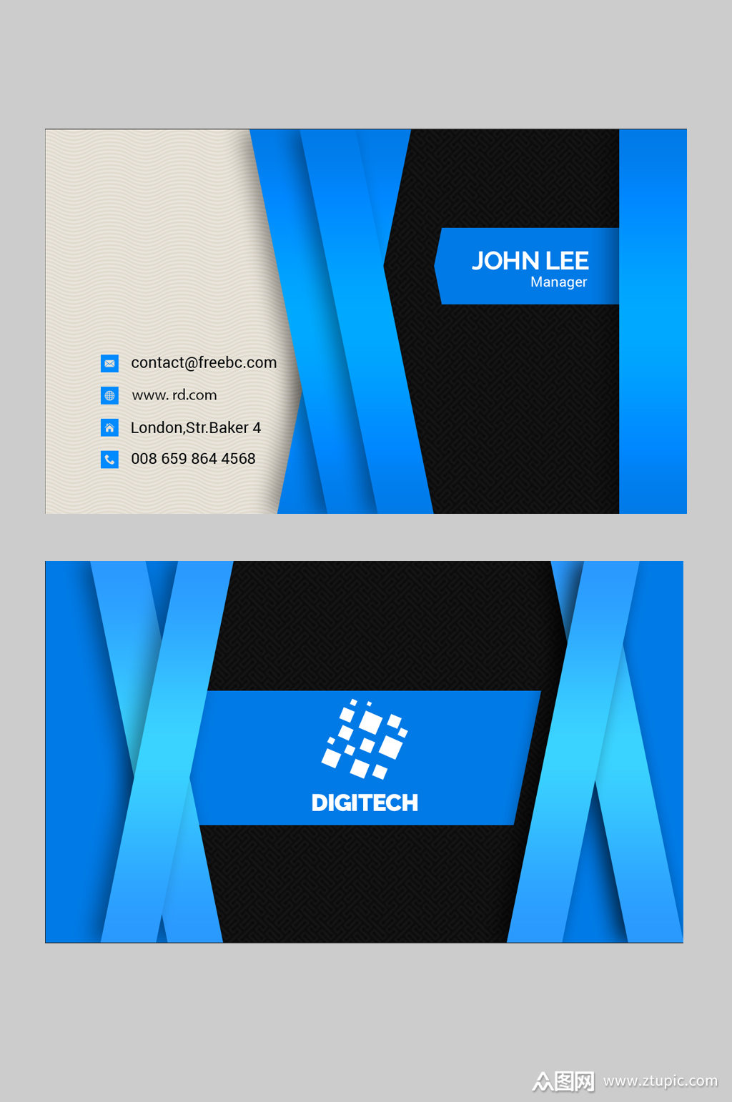 蓝色商务风名片模板模板下载-编号704374-众图网