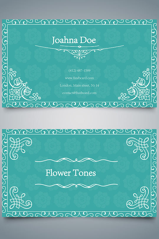 绿色时尚欧式花纹名片
