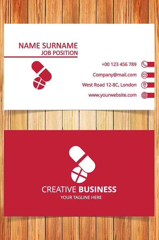 红色名片医药医生名片