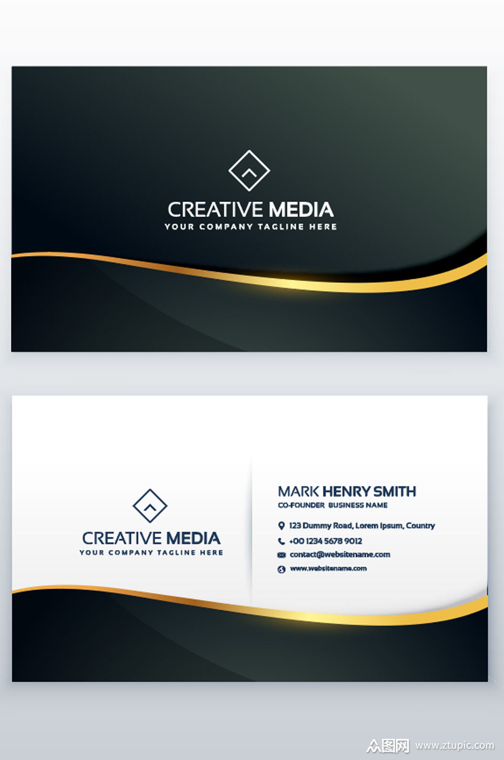 个性商务风高端名片模板下载-编号716457-众图网