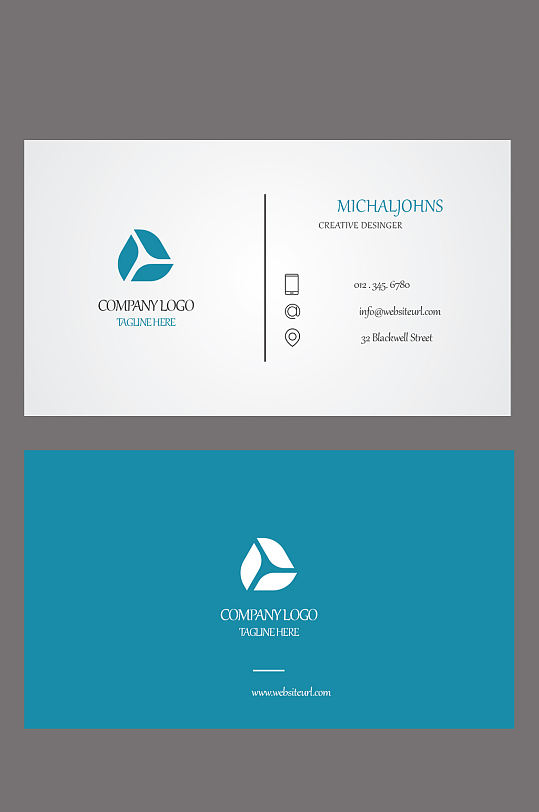 绿色清新名片设计鹊兄简单大气名片世界树地产名片图片立即下载简约