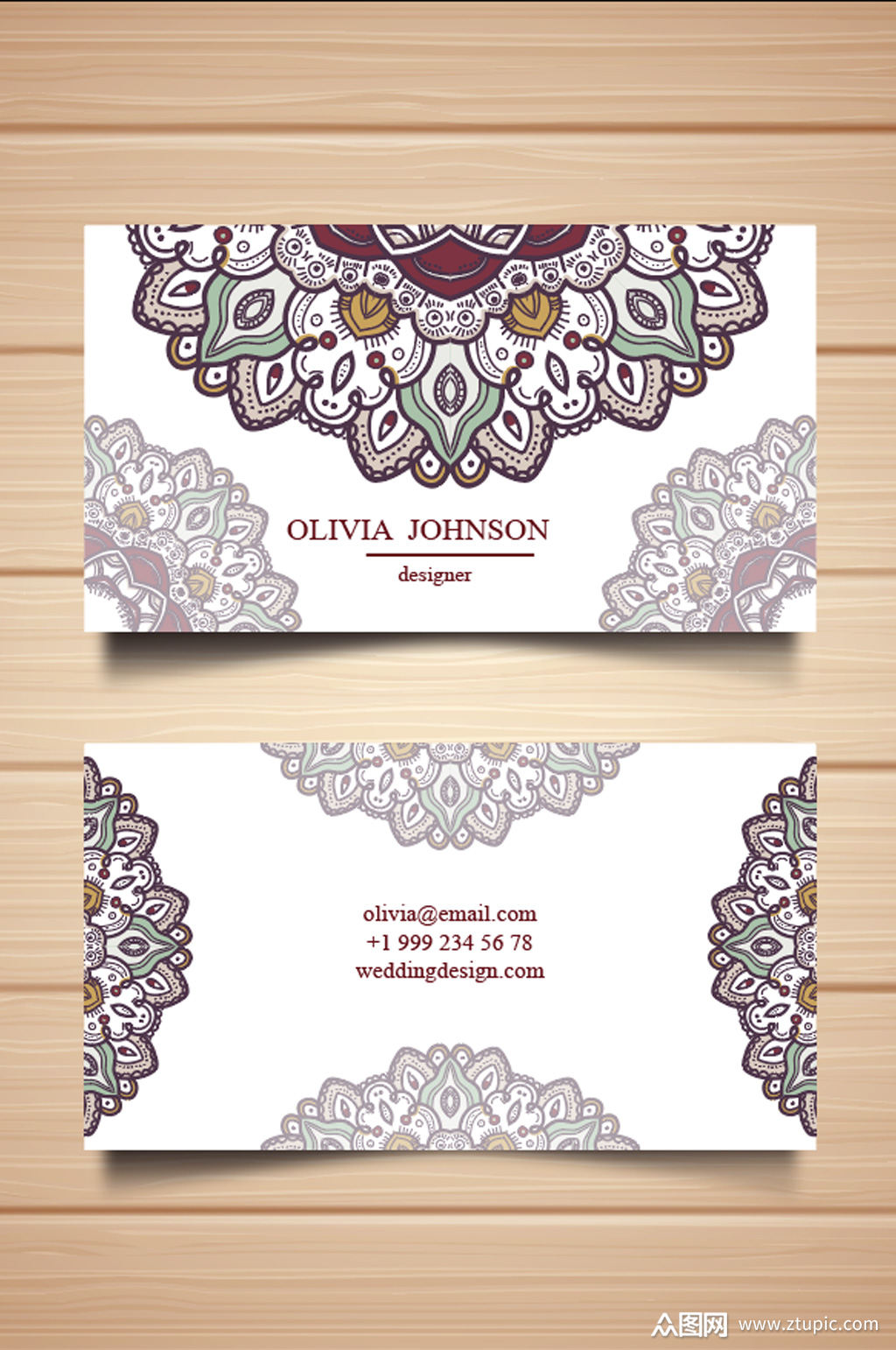 欧式花纹名片设计素材