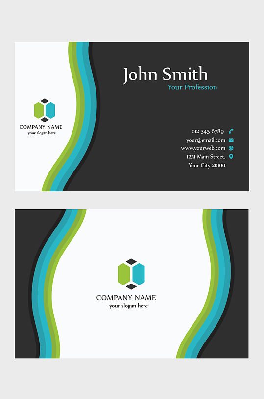 个性简约时尚创意名片设计模板-众图网