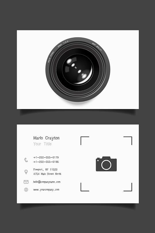 创意简约摄影相机照相馆名片