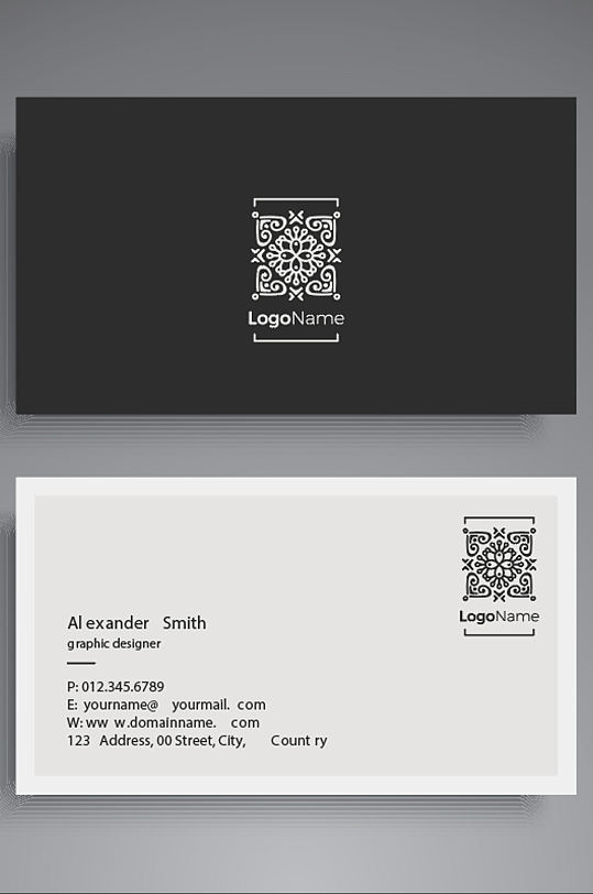 时尚正反面名片彩色设计元素矢量素材