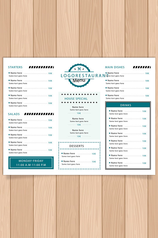 餐厅菜单三折页设计图片