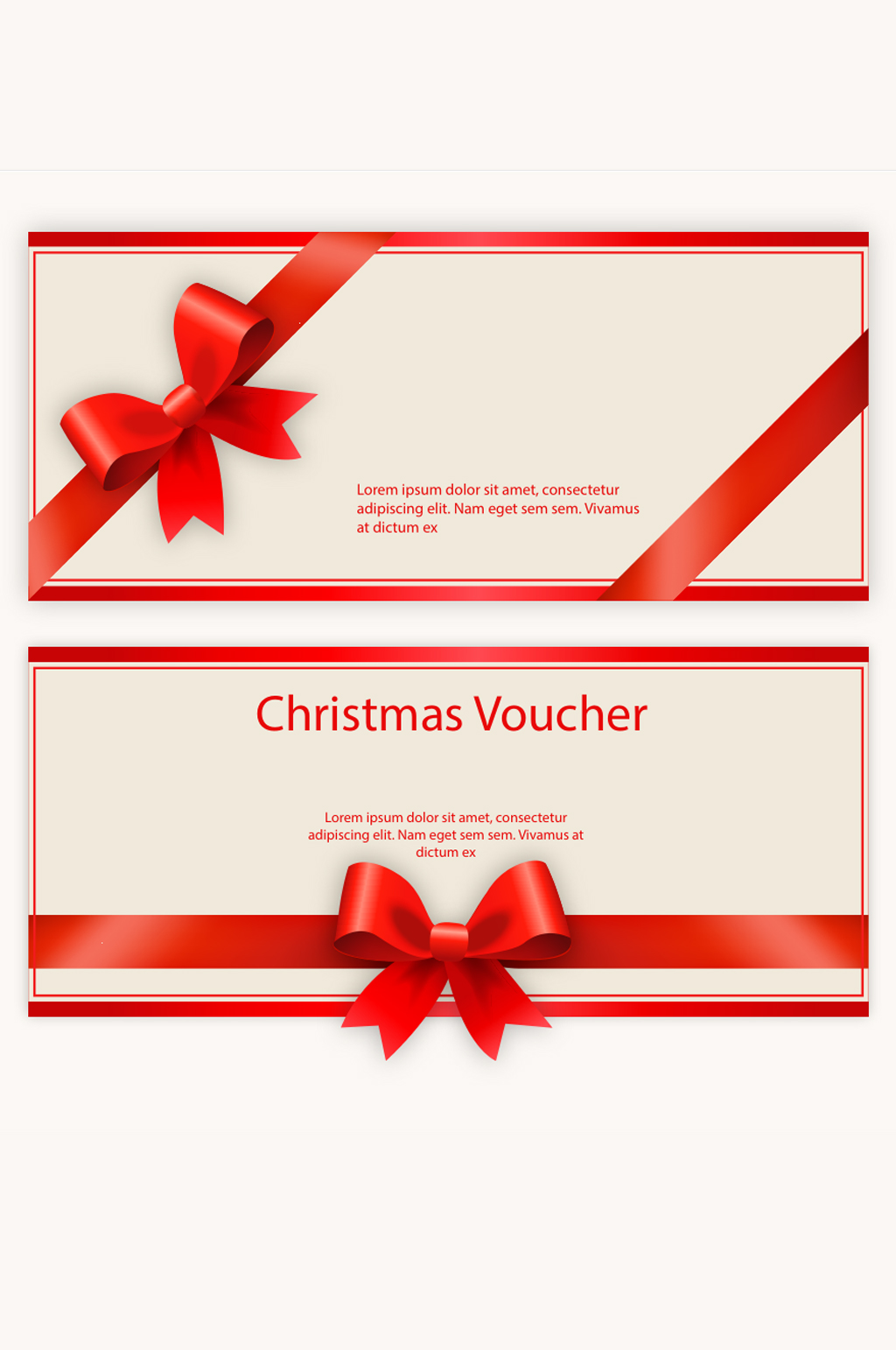 红色蝴蝶结代金券模板素材