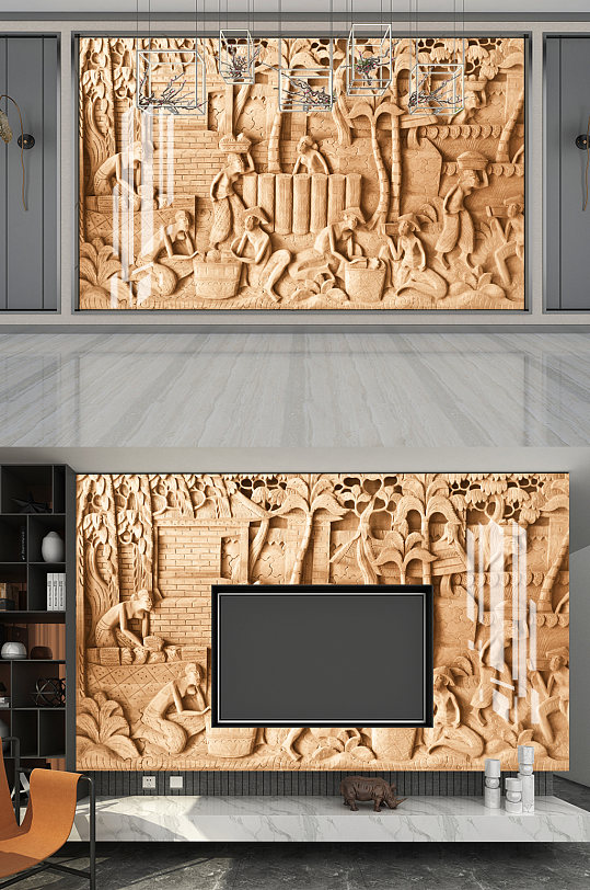 3d砂岩浮雕背景墙