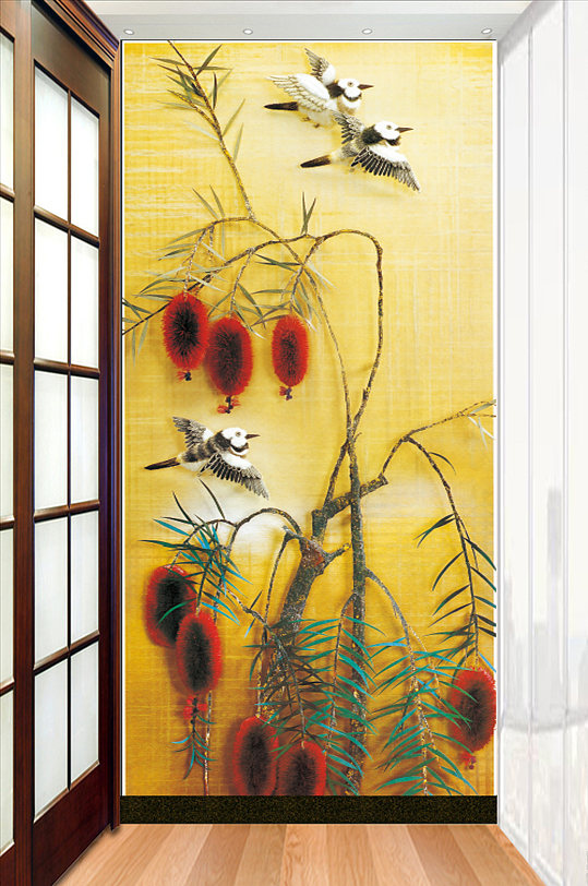画花鸟花卉玄关背景墙-众图网