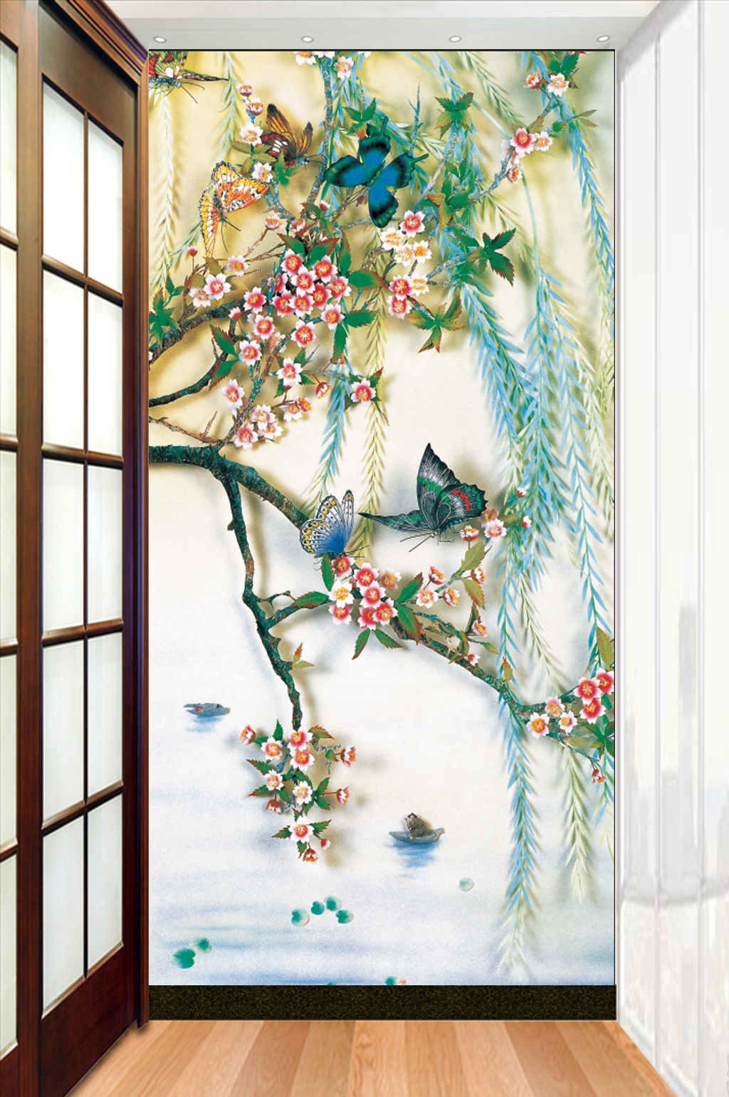 山水花鸟图玄关图片素材