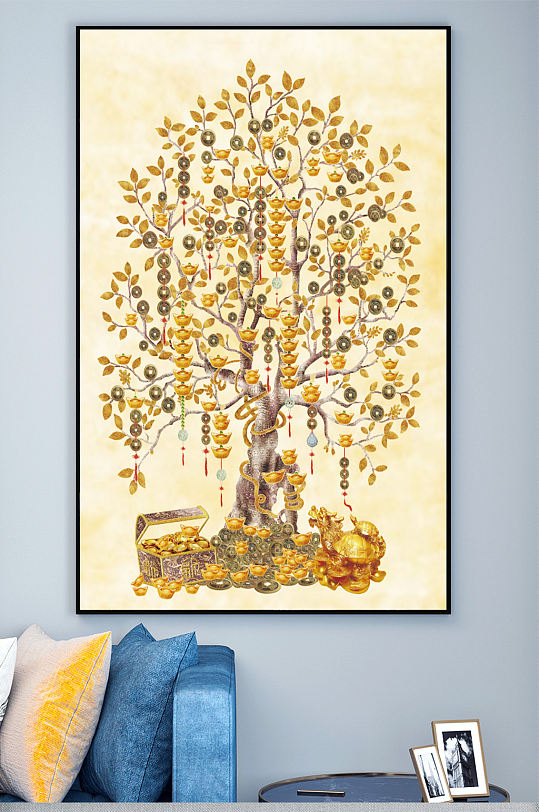摇钱树玄关装饰画-众图网