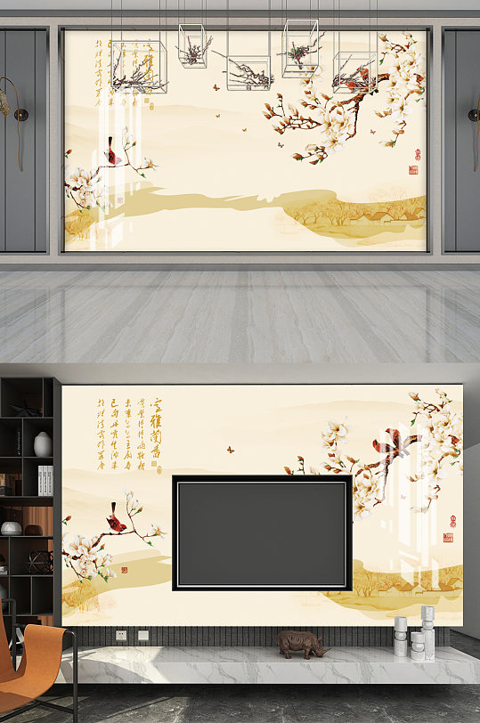 室雅阑山水中国风背景-众图网