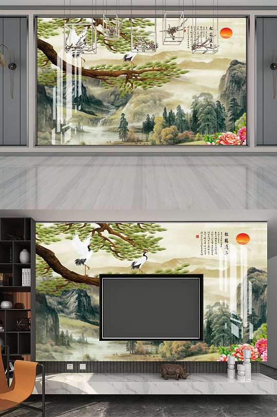 中国风国画山水背景-众图网