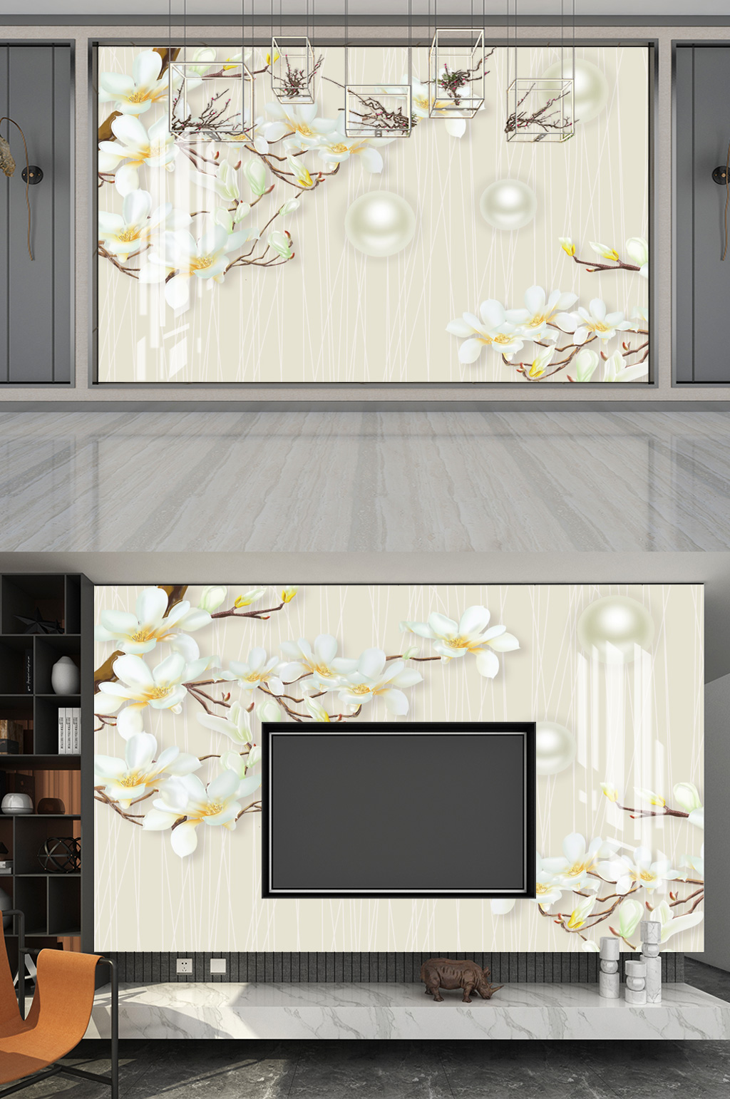 时尚玉兰花背景墙素材