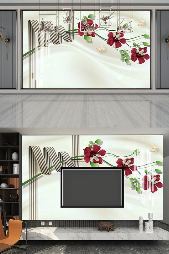 3D花卉立体背景墙