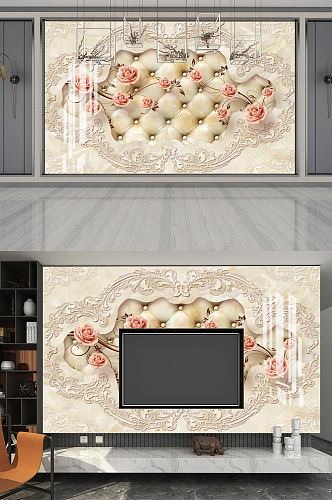 3D欧式玫瑰背景墙