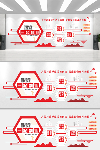 跟党一起创业党建标语文化墙