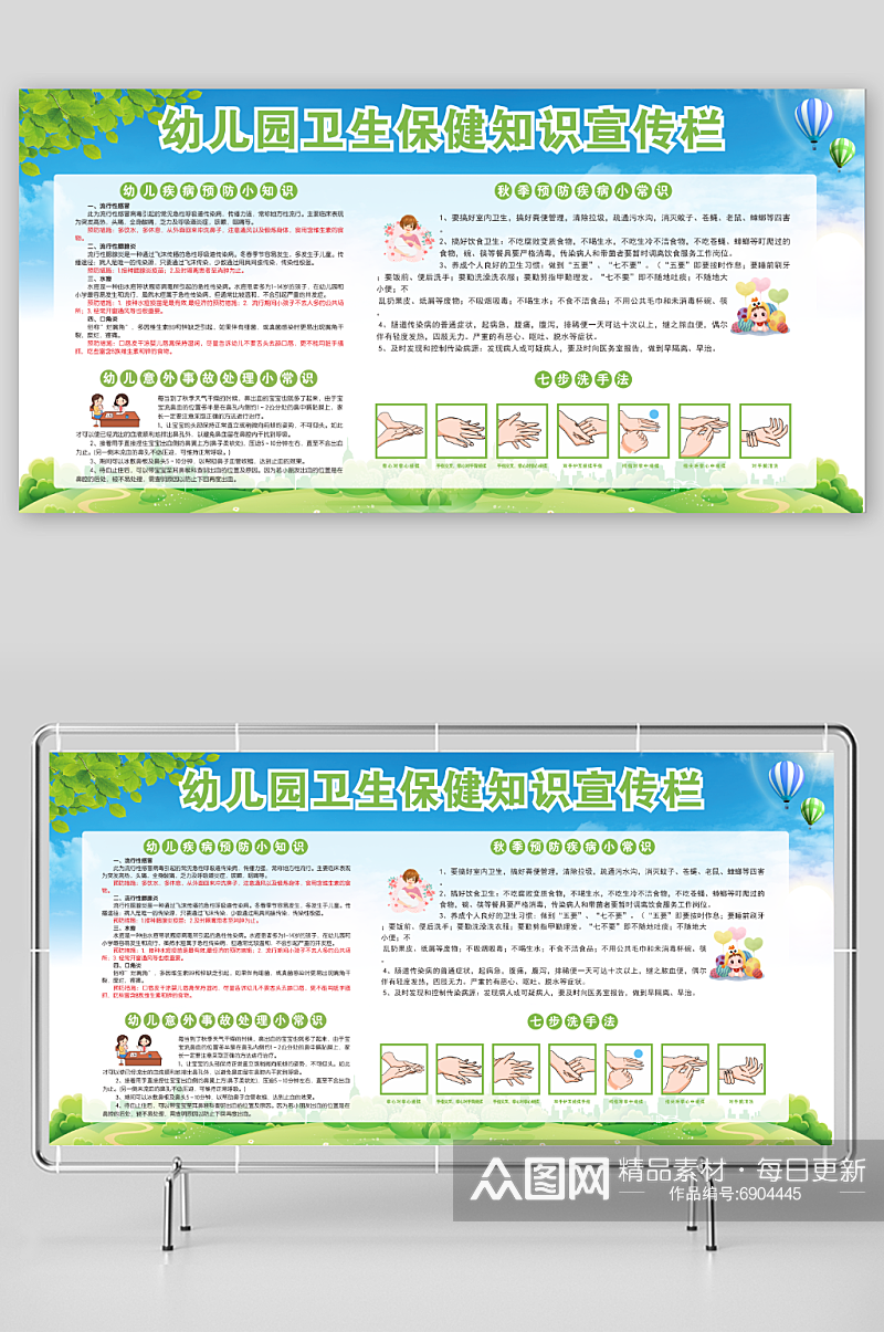 幼儿园卫生保健知识展板海报素材
