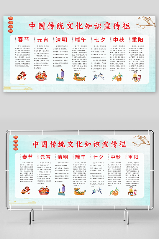 中国传统节日知识宣传栏展板海报