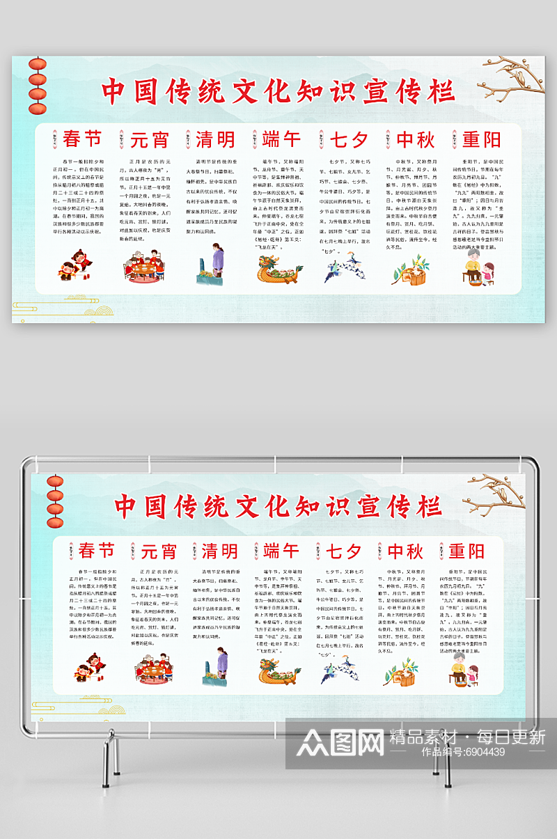 中国传统节日知识宣传栏展板海报素材