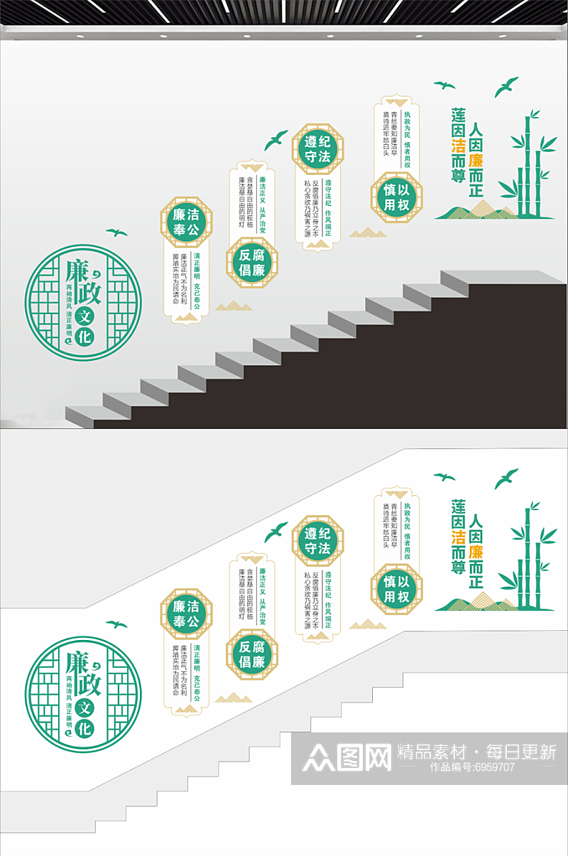 社区廉政清廉楼梯楼道文化墙素材