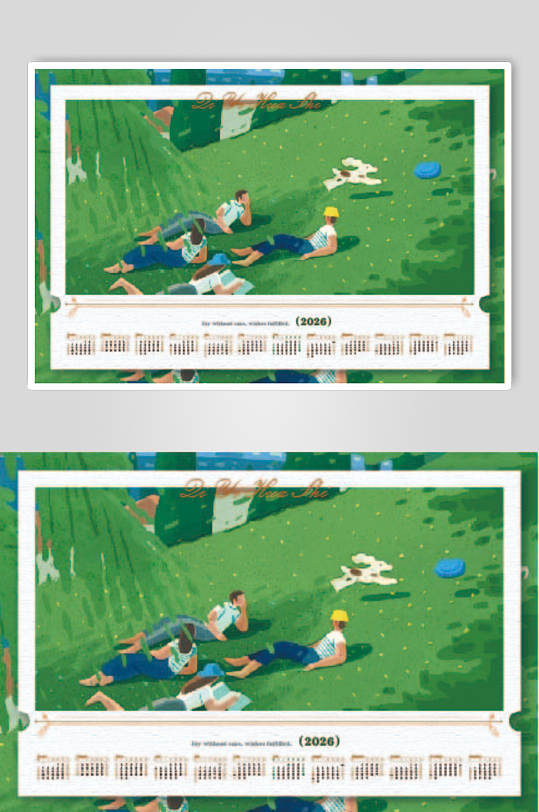 大气简约绿色明信片2026马年1-众图网