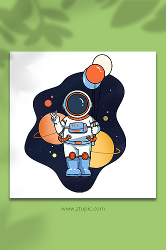 宇航员插画卡通航天太空人卡通人物宇宙航空