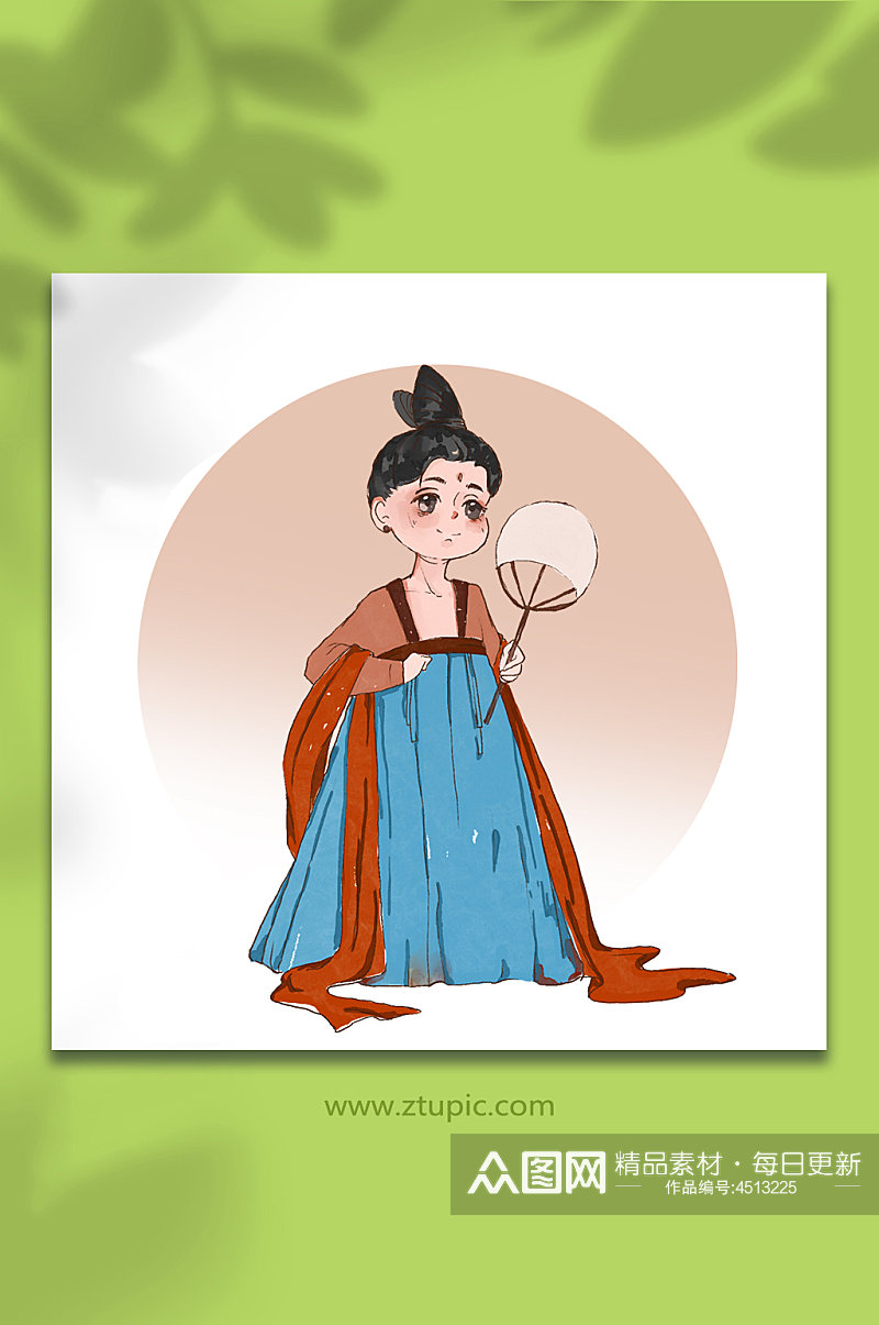 古代古风文化汉服唐朝仕女图插画卡通素材