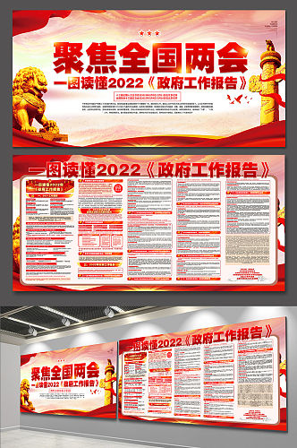 一图读懂2022政府工作报告两会海报展板