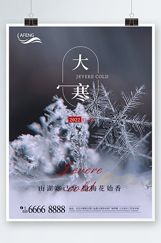 大寒雪花节气海报