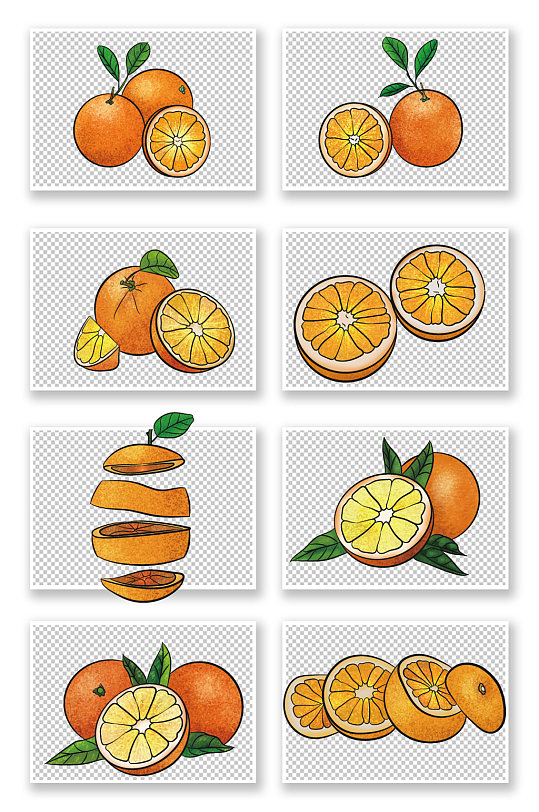 手绘桔子冬季水果橘子元素插画