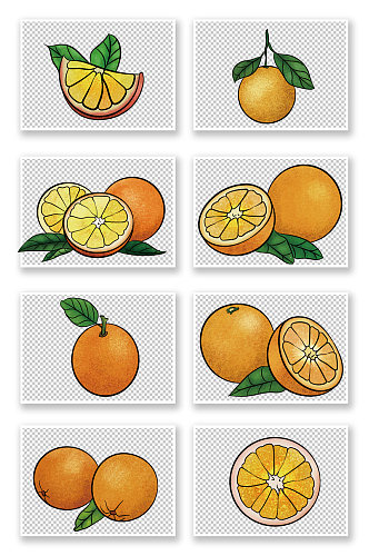 桔子矢量手绘冬季水果橘子元素插画