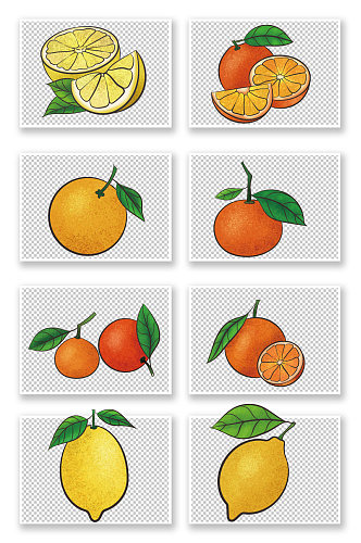 卡通手绘冬季水果橘子元素插画