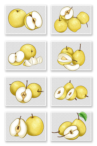简约写实梨冬季水果插画元素