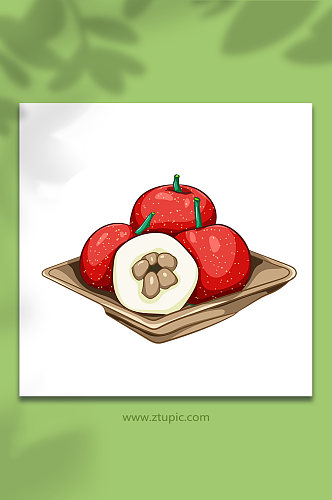 一盘红果山楂冬季水果元素矢量插画