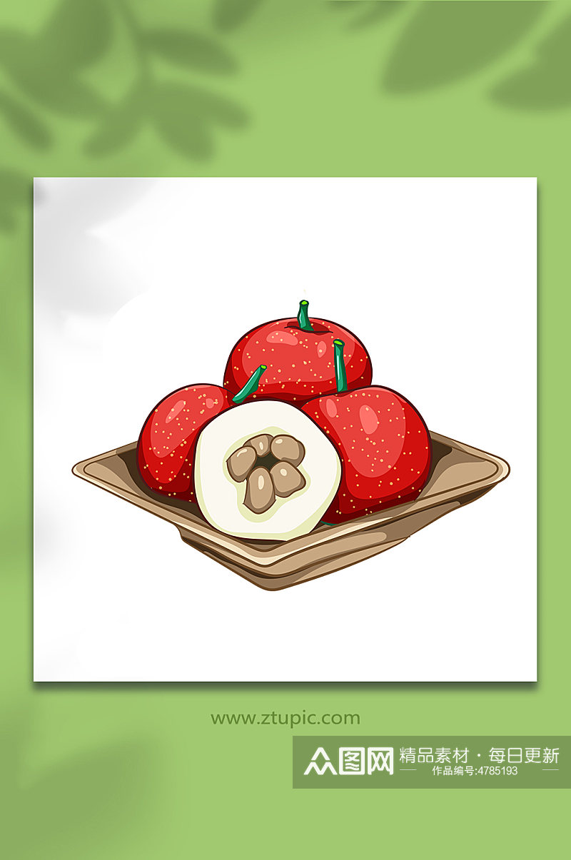 一盘红果山楂冬季水果元素矢量插画素材