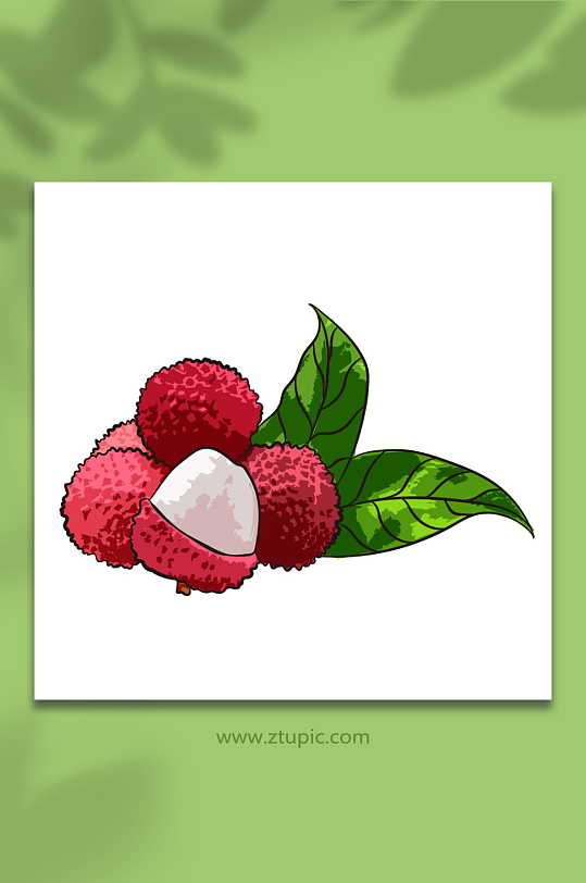 矢量简约荔枝水果元素插画-众图网
