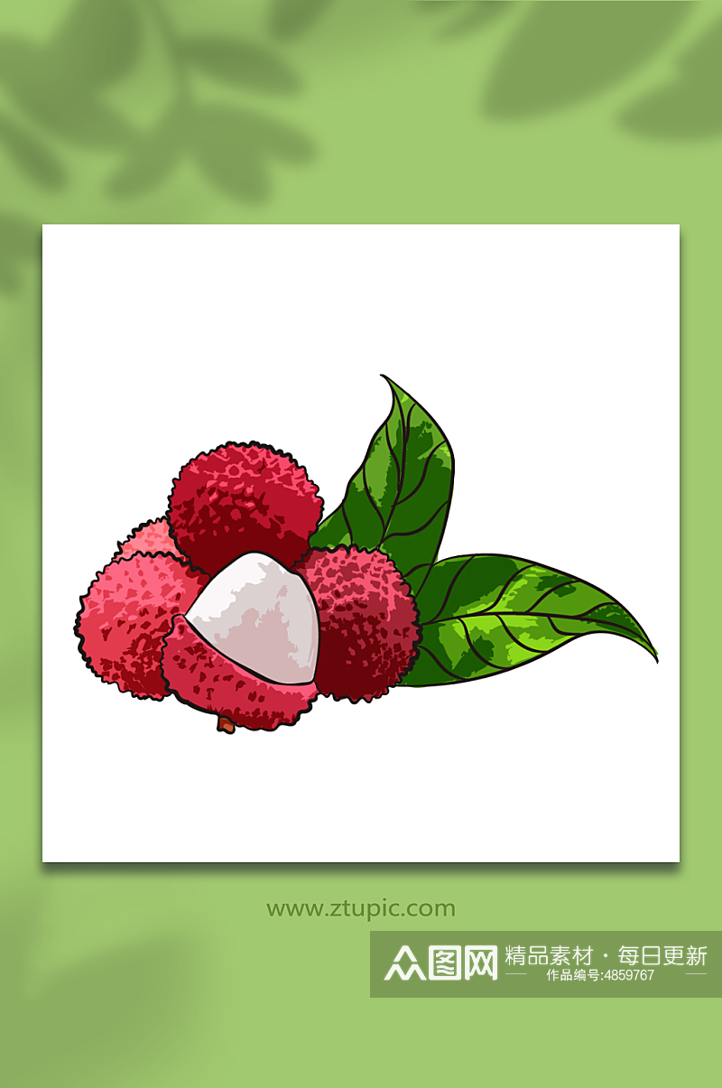 矢量简约荔枝水果元素插画素材下载-众图网