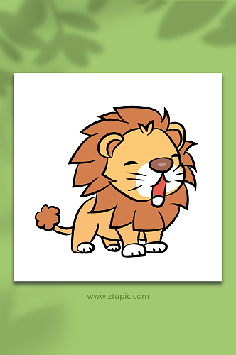 卡通呆萌狮子豹子动物矢量插画