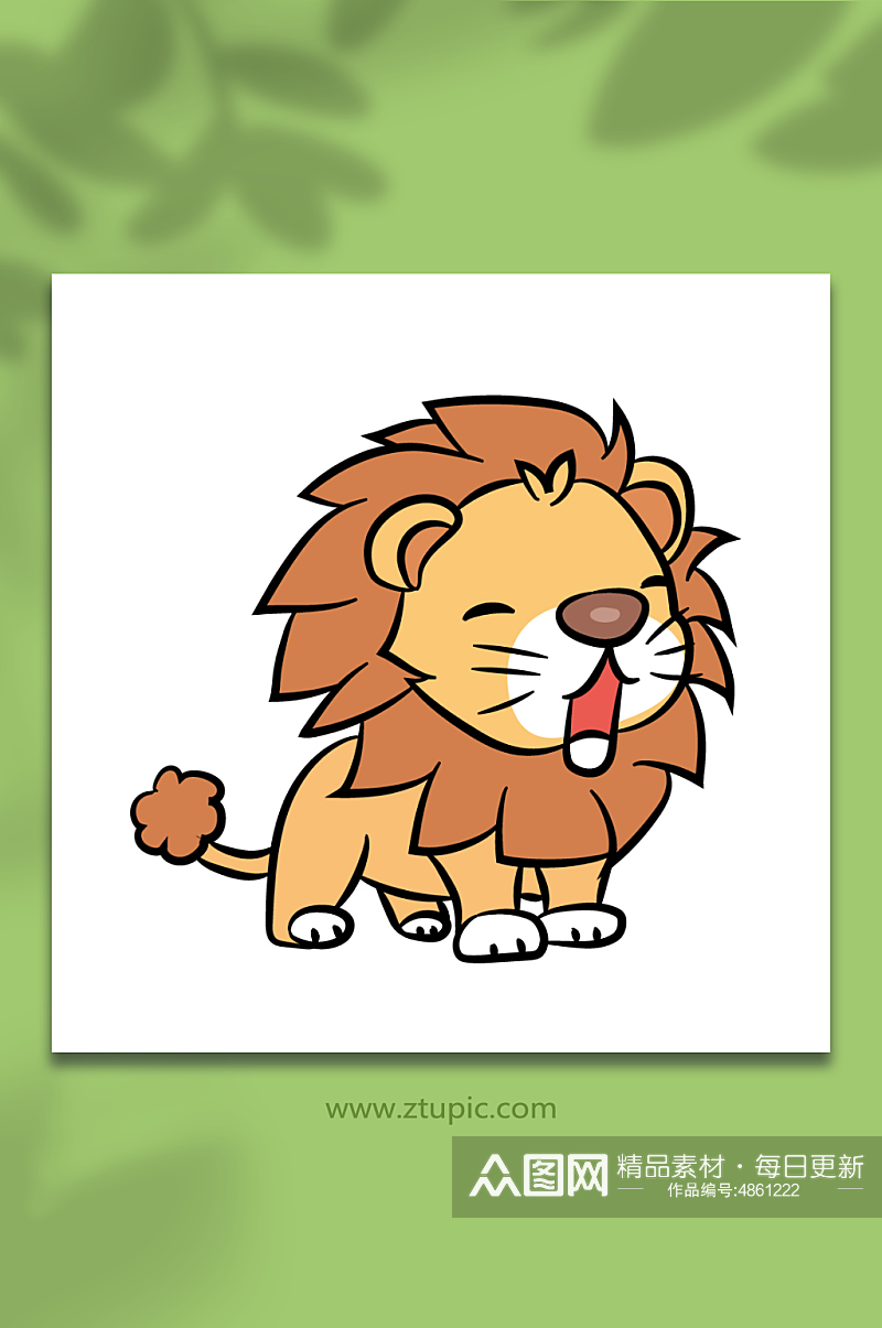 卡通呆萌狮子豹子动物矢量插画素材
