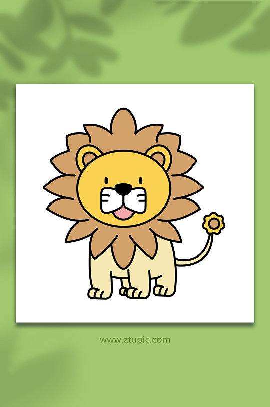 卡通可爱呆萌狮子豹子动物矢量插画