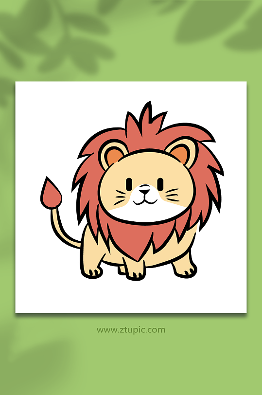 卡通萌系狮子动物矢量插画