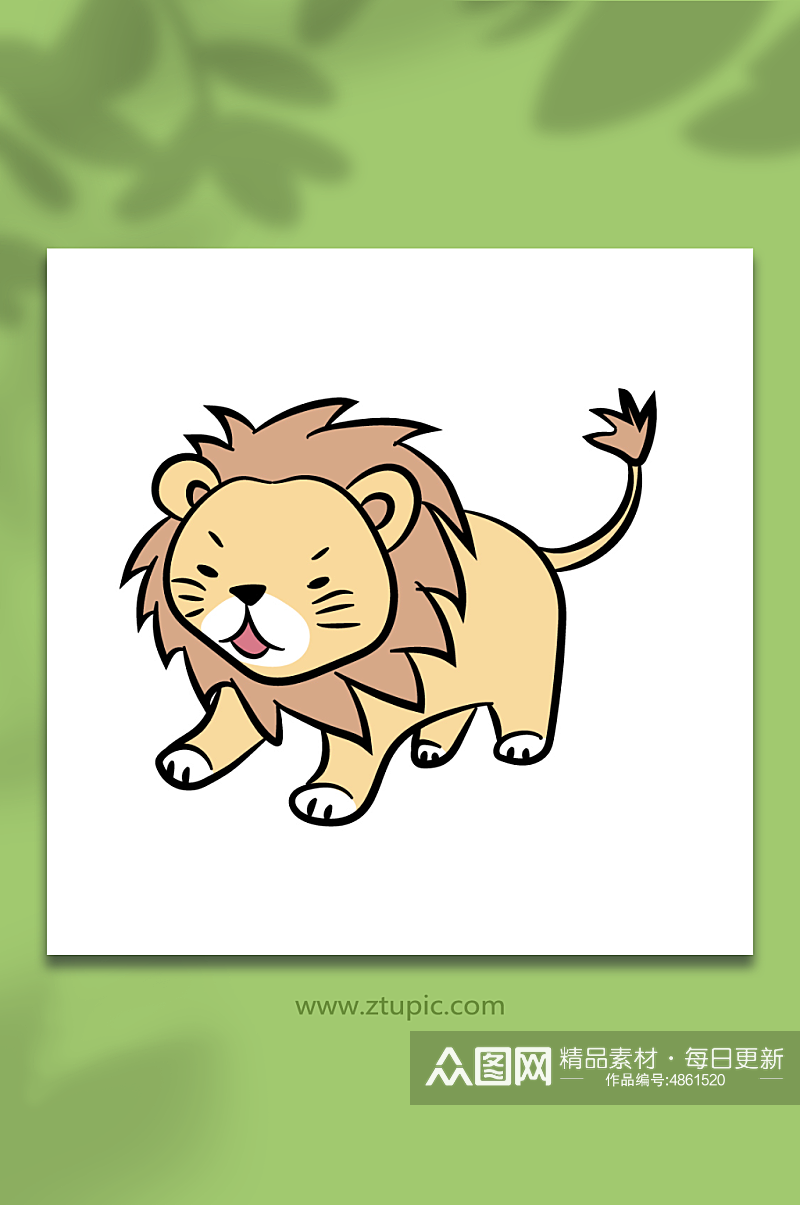 卡通可爱狮子动物矢量插画素材