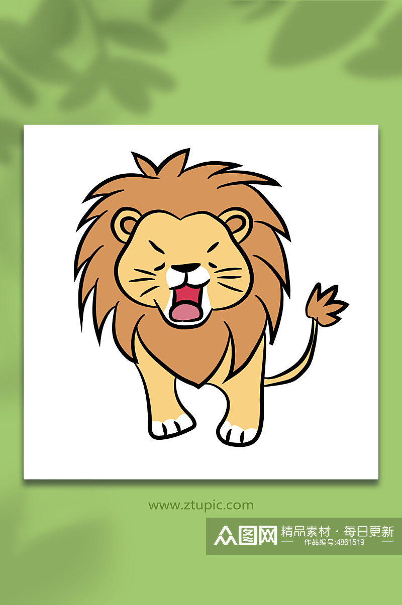 萌系卡通狮子动物矢量插画素材