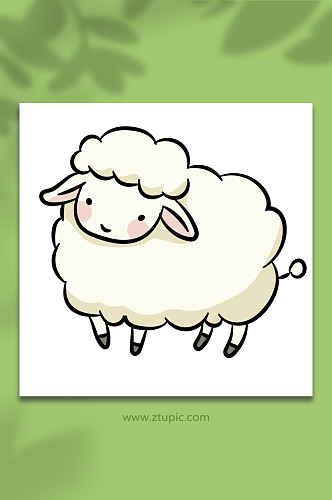 卡通可爱绵羊动物矢量插画