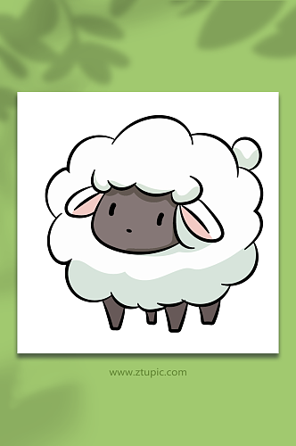 可爱卡通绵羊动物矢量插画