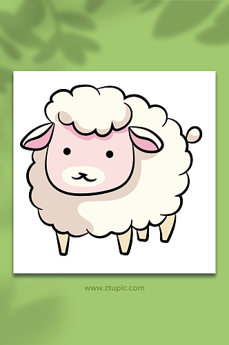 可爱卡通小绵羊动物矢量插画